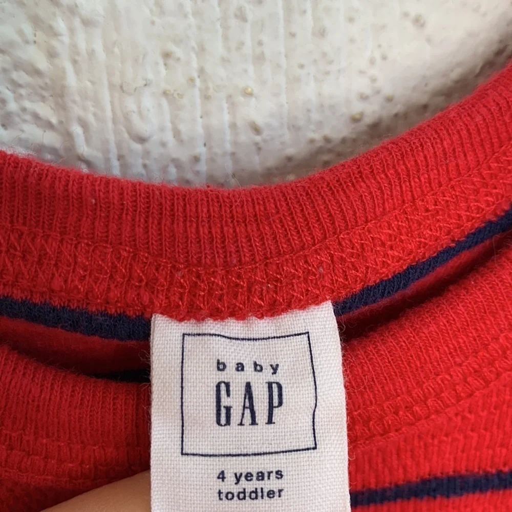Gap Baby Red Blue Striped Thermal Long Sleeve Shirt sz 4